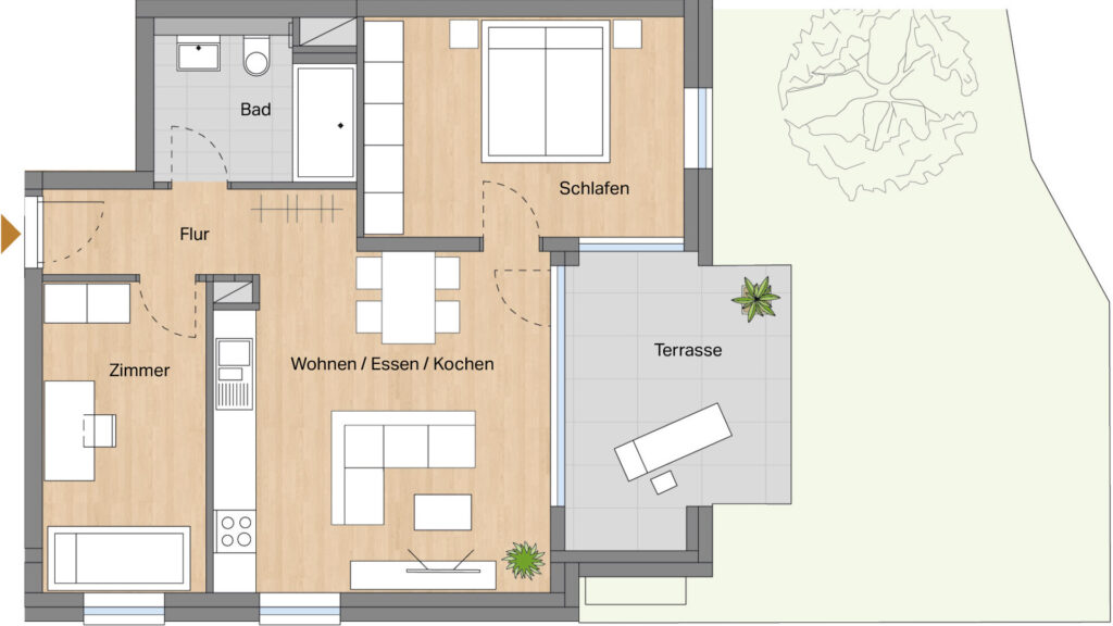 Grundriss Wohung 1, Strümpfelbach Lindenhof