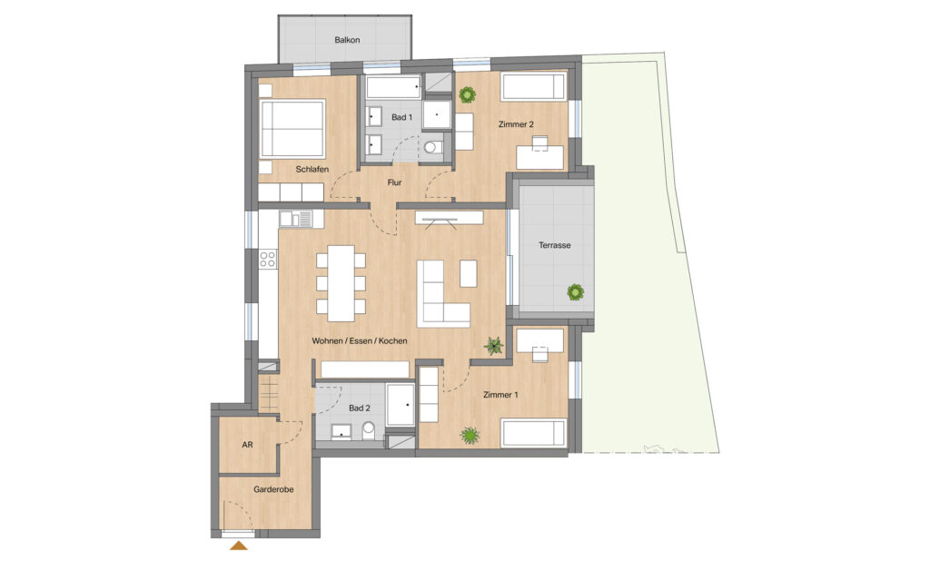 Grundriss Wohung 3, Strümpfelbach Lindenhof